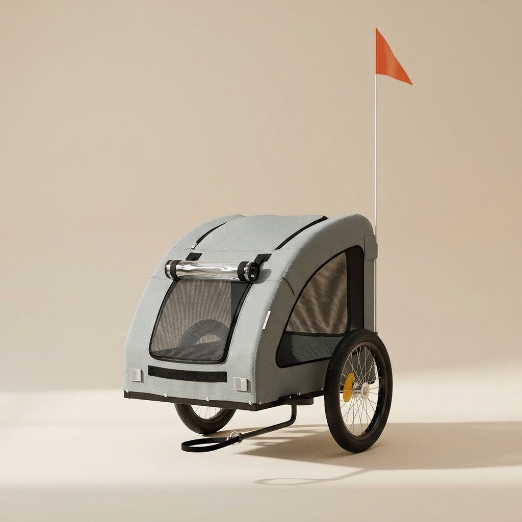 Remorque pour Chien à Vélo avec Protection Pluie jusqu'à 45 kg Grise – photo du produit
