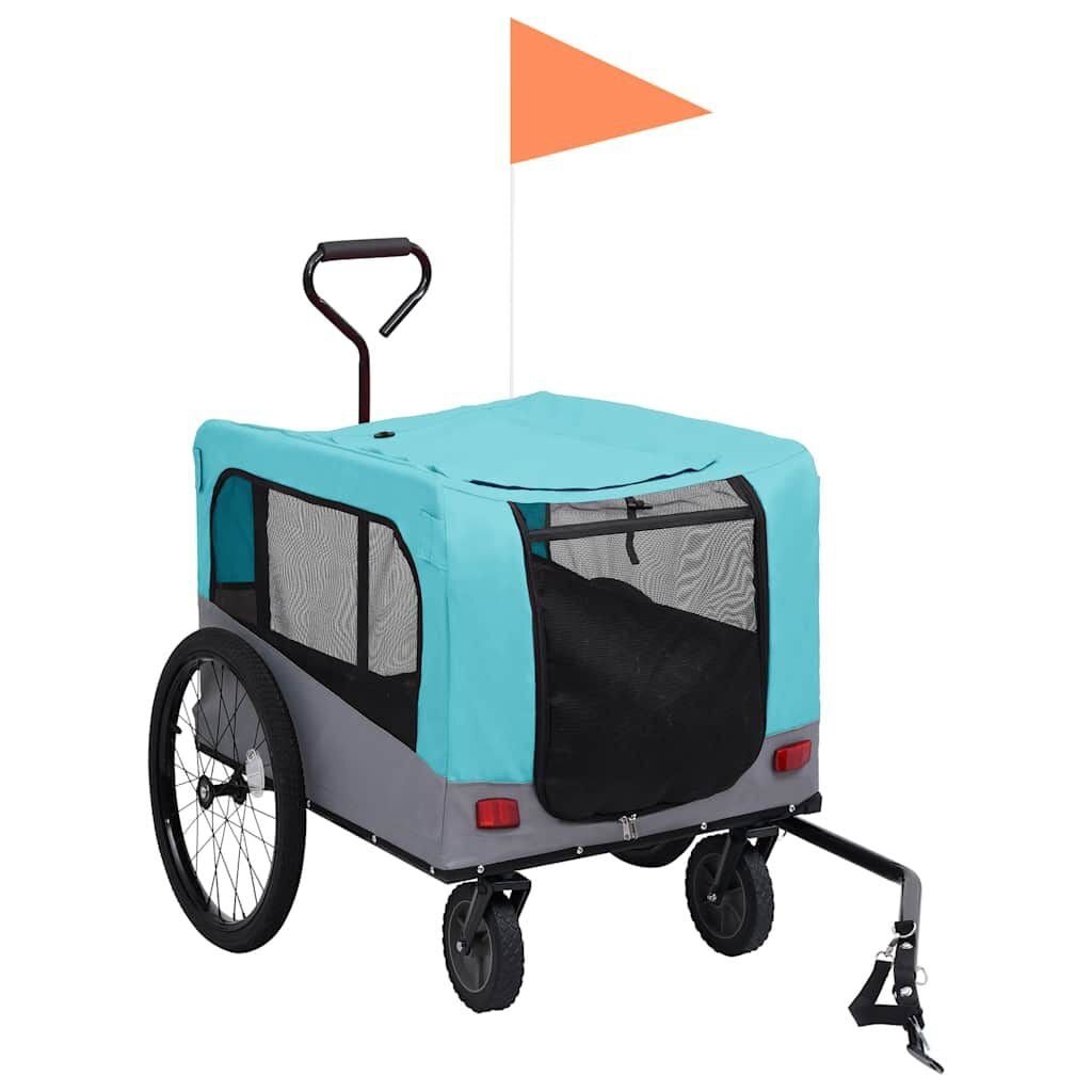 Remorque Poussette Chien 2 en 1 pour Vélo Bleu et Gris – vue 2
