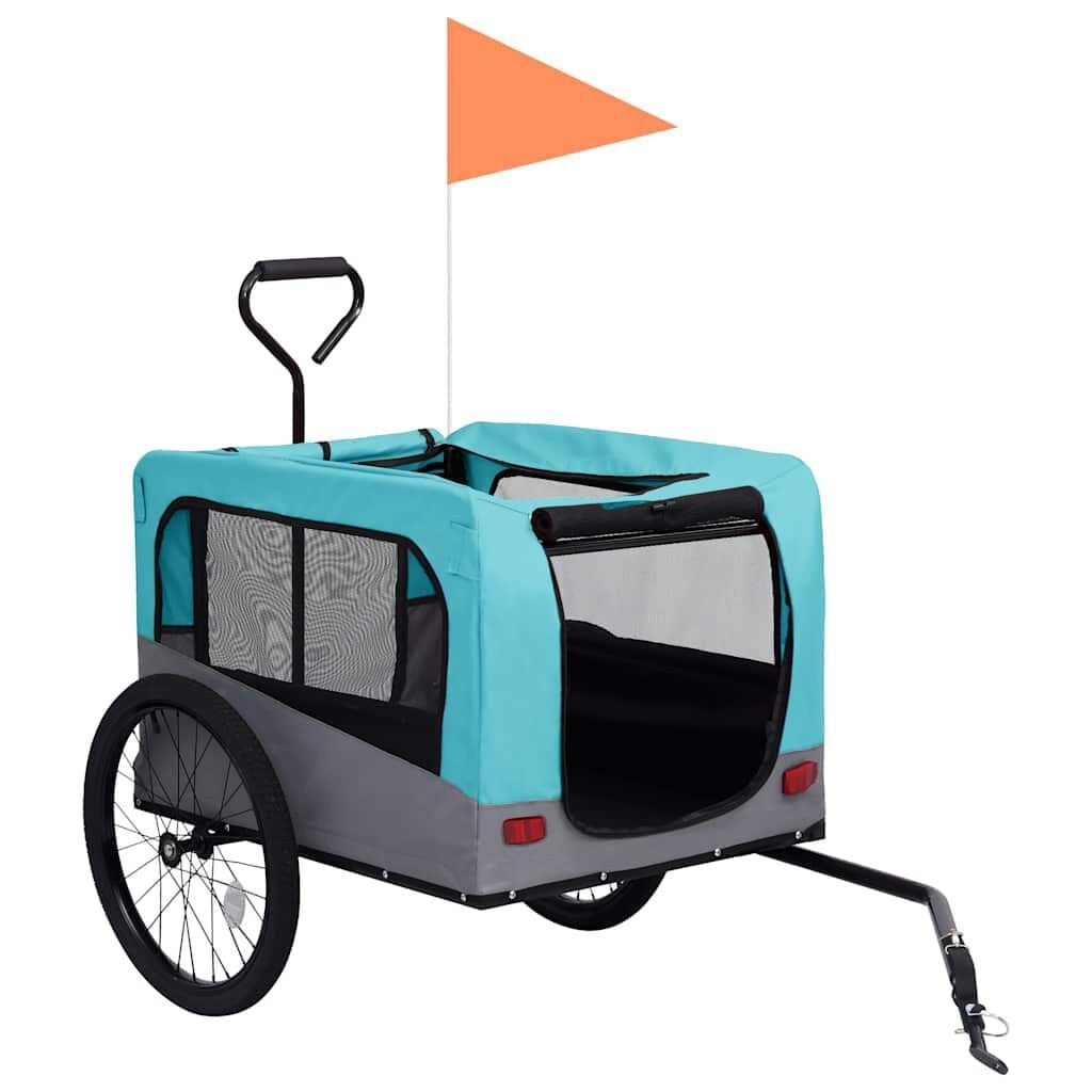 Remorque Poussette Chien 2 en 1 pour Vélo Bleu et Gris – vue 3