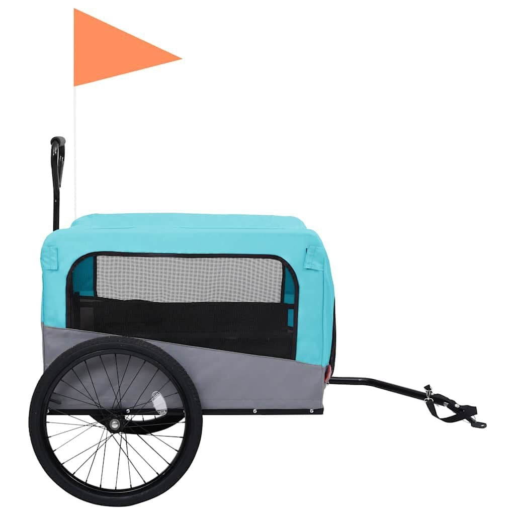 Remorque Poussette Chien 2 en 1 pour Vélo Bleu et Gris – vue 4
