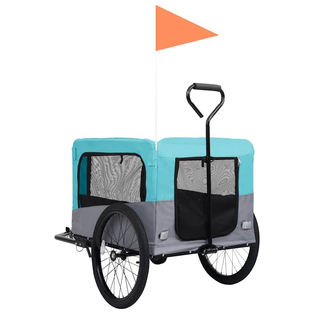 Remorque Poussette Chien 2 en 1 pour Vélo Bleu et Gris – vue 5
