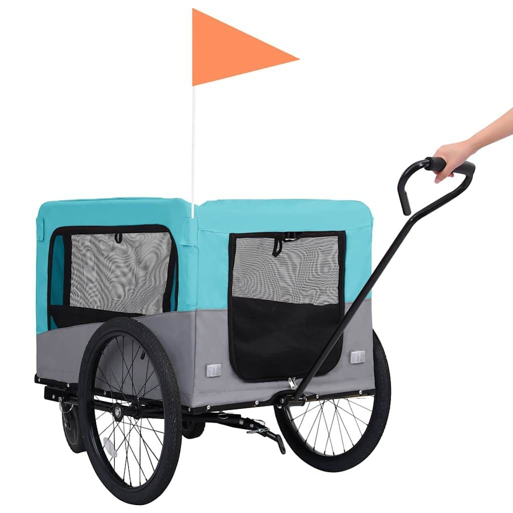 Remorque Poussette Chien 2 en 1 pour Vélo Bleu et Gris – vue 6
