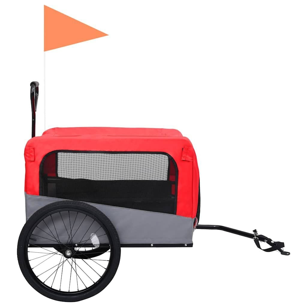 Remorque Vélo Chien 2 en 1 avec Fonction Poussette Rouge et Gris – vue 4