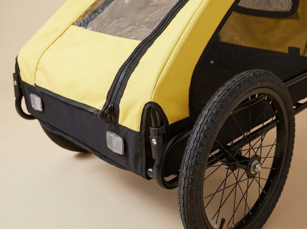 Remorque Vélo Grand Chien jusqu'à 40 kg Jaune et Noir – détail des finitions