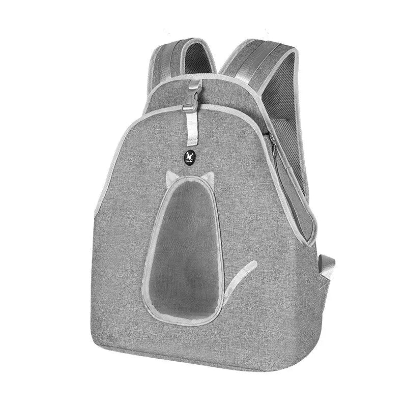 Sac à dos de transport gris pour chiens et chats - Fermeture à glissière, Sécurité Optimale, 36cm