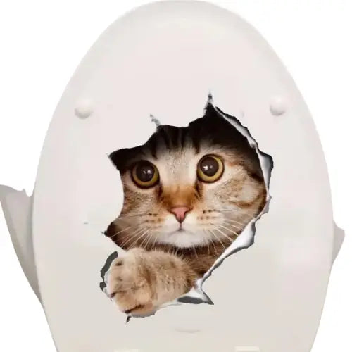 Stickers Chat Surprise En 3d Pour Une Salle De Bain Ludique Transparent Background