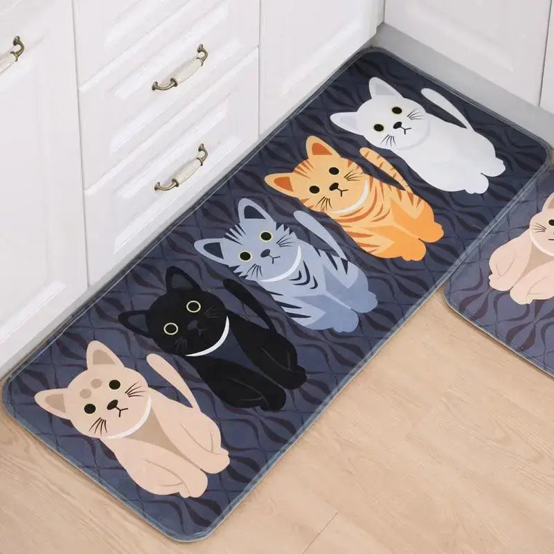 Tapis De Sol Chat Mignons Pour Un Intérieur Plein De Bonne Humeur - Gris-bleu / 40cmx60cm