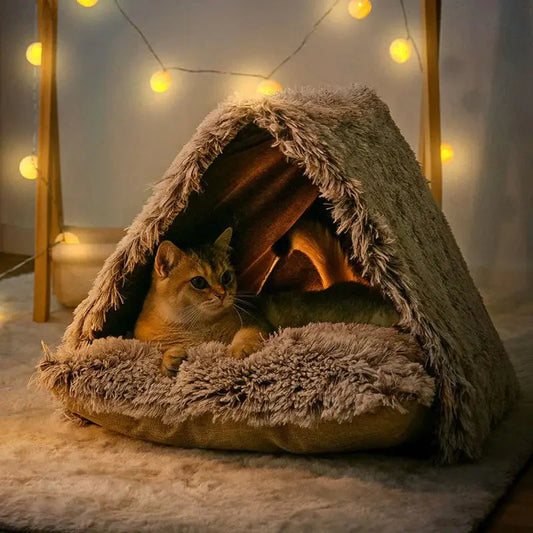 Tente triangulaire pour chat : douillette et chaude, convient aux animaux, aux petits chiens