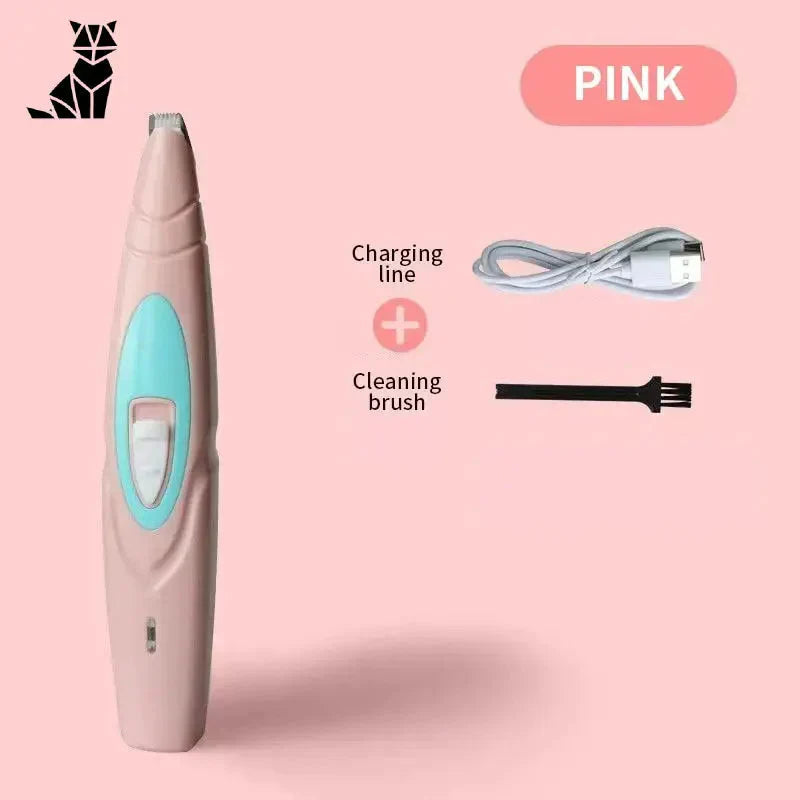 Tondeuse électrique professionnelle pour animaux de compagnie avec brosse à dents électrique rose et bleue sur fond rose